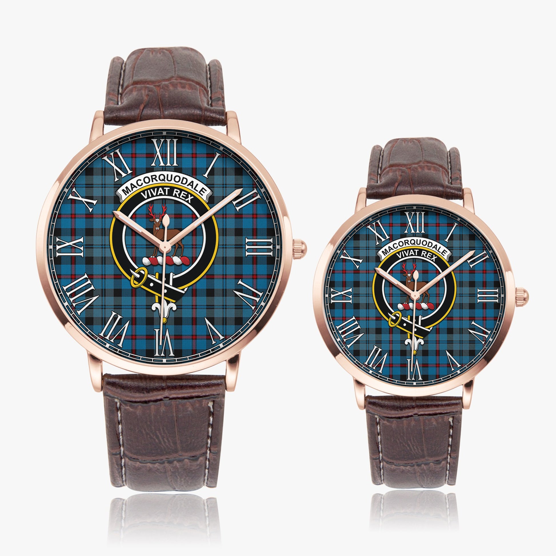 MacCorquodale (McCorquodale) Tartan Family Crest Leather Strap Quartz Watch - Tartan Vibes Clothing