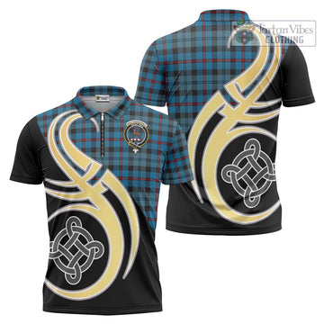 MacCorquodale (McCorquodale) Tartan Zipper Polo Shirt with Family Crest and Celtic Symbol Style Unisex - Tartan Vibes Clothing
