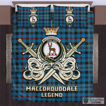 MacCorquodale Tartan Bedding Set with Clan Crest and the Golden Sword of Courageous Legacy