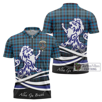 MacCorquodale (McCorquodale) Tartan Zipper Polo Shirt with Alba Gu Brath Regal Lion Emblem Unisex - Tartan Vibes Clothing