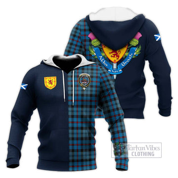 MacCorquodale (McCorquodale) Tartan Knitted Hoodie Alba with Scottish Lion Royal Arm Half Style Unisex Knitted Pullover Hoodie - Tartan Vibes Clothing