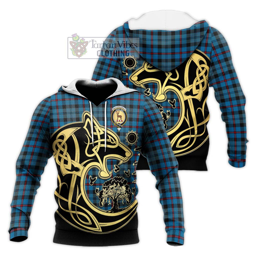 MacCorquodale (McCorquodale) Tartan Knitted Hoodie with Family Crest Celtic Wolf Style Unisex Knitted Pullover Hoodie - Tartan Vibes Clothing