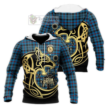 MacCorquodale (McCorquodale) Tartan Knitted Hoodie with Family Crest Celtic Wolf Style Unisex Knitted Pullover Hoodie - Tartan Vibes Clothing