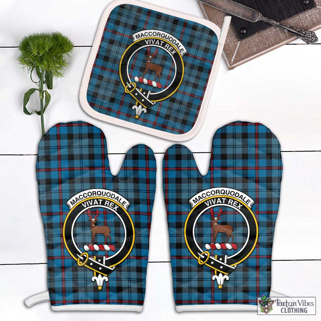 MacCorquodale (McCorquodale) Tartan Combo Oven Mitt & Pot-Holder with Family Crest White - Tartan Vibes Clothing