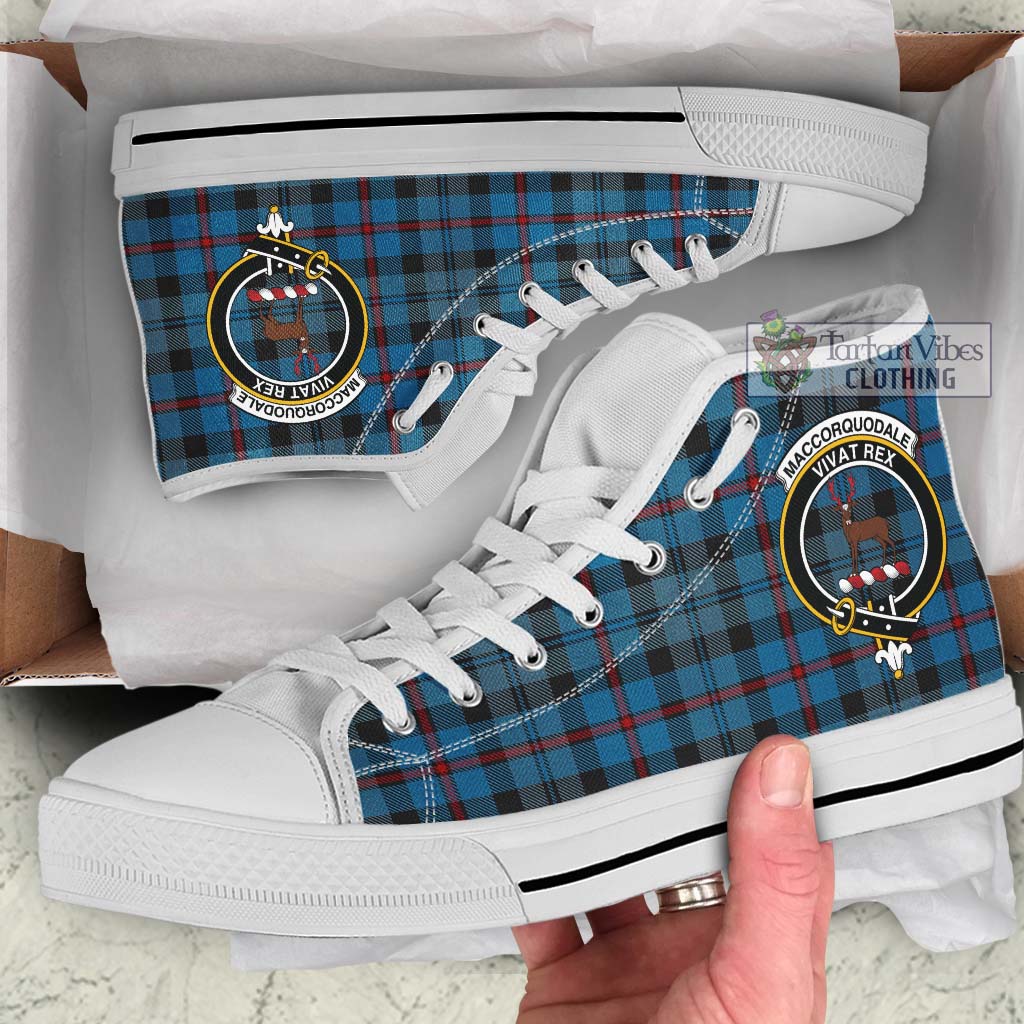 MacCorquodale (McCorquodale) Tartan High Top Shoes with Family Crest Kid High Top - White Sole - Tartan Vibes Clothing