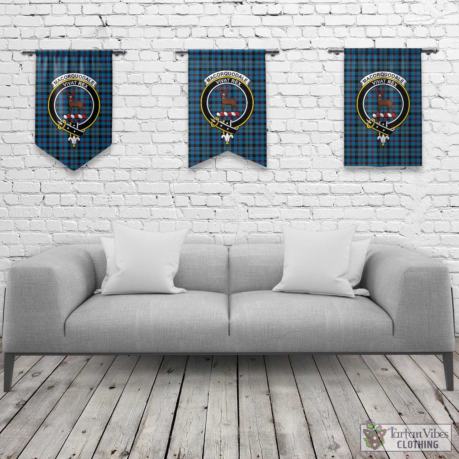 MacCorquodale (McCorquodale) Tartan Gonfalon, Tartan Banner with Family Crest Rectangle - Tartan Vibes Clothing