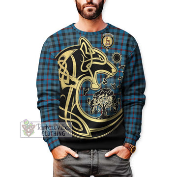 MacCorquodale (McCorquodale) Tartan Sweatshirt with Family Crest Celtic Wolf Style Unisex - Tartan Vibes Clothing