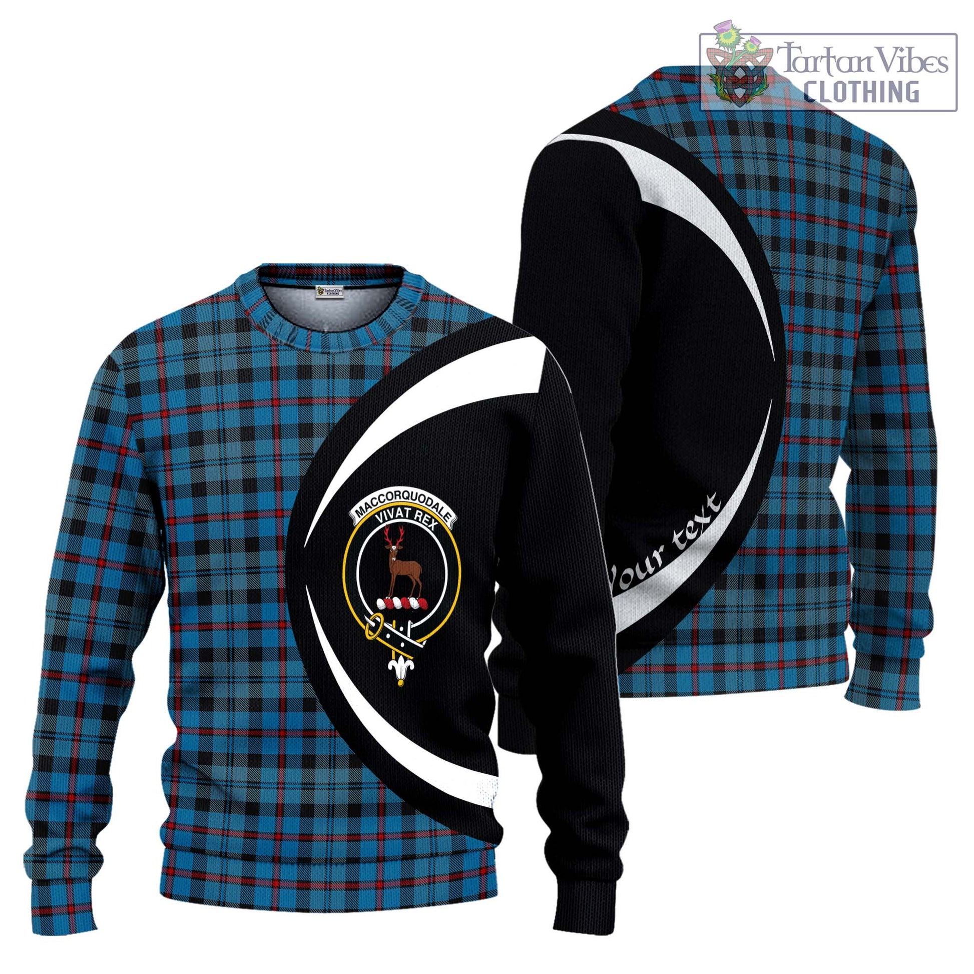 MacCorquodale (McCorquodale) Tartan Ugly Sweater with Family Crest Circle Style Unisex - Tartan Vibes Clothing
