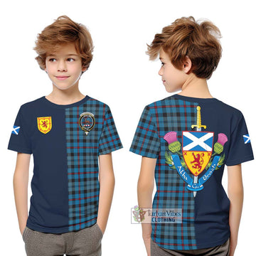 MacCorquodale (McCorquodale) Tartan Kid T-Shirt Alba with Scottish Lion Royal Arm Half Style Youth XL Size14 - Tartan Vibes Clothing