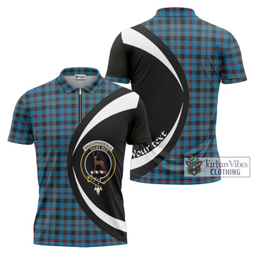 MacCorquodale (McCorquodale) Tartan Zipper Polo Shirt with Family Crest Circle Style Unisex - Tartan Vibes Clothing