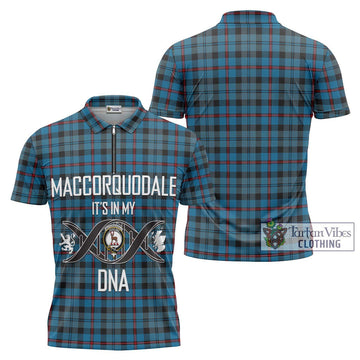MacCorquodale (McCorquodale) Tartan Zipper Polo Shirt with Family Crest DNA In Me Style Unisex - Tartan Vibes Clothing