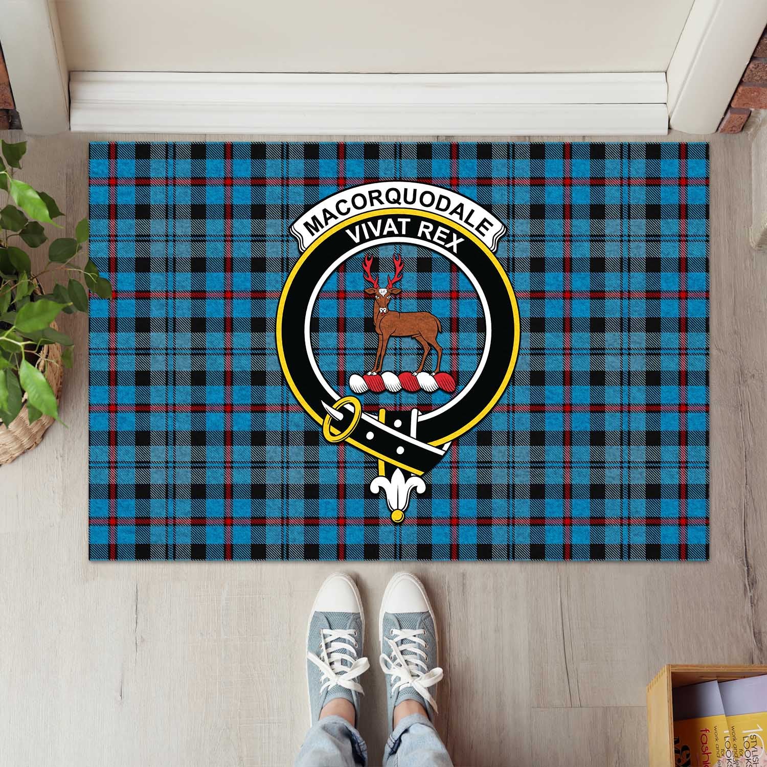 MacCorquodale (McCorquodale) Tartan Rubber Doormat with Family Crest L 60*90cm - Tartan Vibes Clothing
