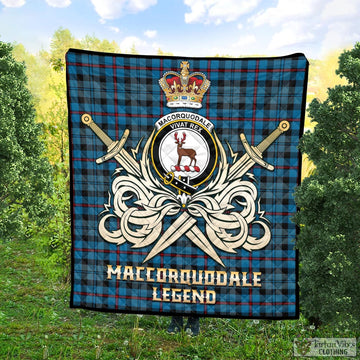MacCorquodale (McCorquodale) Tartan Quilt with Clan Crest and the Golden Sword of Courageous Legacy Super King Quilt 91" x 110" - Tartan Vibes Clothing