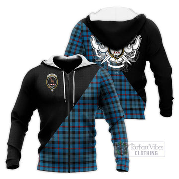 MacCorquodale (McCorquodale) Tartan Knitted Hoodie with Family Crest and Military Logo Style Unisex Knitted Zip Hoodie - Tartan Vibes Clothing