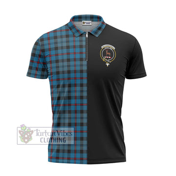 MacCorquodale (McCorquodale) Tartan Zipper Polo Shirt with Family Crest and Half Of Me Style - Tartan Vibes Clothing