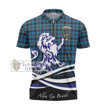 MacCorquodale (McCorquodale) Tartan Zipper Polo Shirt with Alba Gu Brath Regal Lion Emblem - Tartan Vibes Clothing