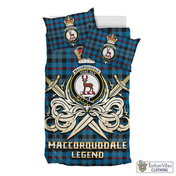 MacCorquodale Tartan Bedding Set with Clan Crest and the Golden Sword of Courageous Legacy