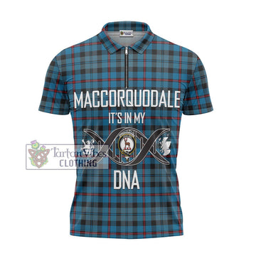 MacCorquodale (McCorquodale) Tartan Zipper Polo Shirt with Family Crest DNA In Me Style - Tartan Vibes Clothing