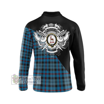 MacCorquodale (McCorquodale) Tartan Long Sleeve Polo Shirt with Family Crest and Military Logo Style - Tartan Vibes Clothing