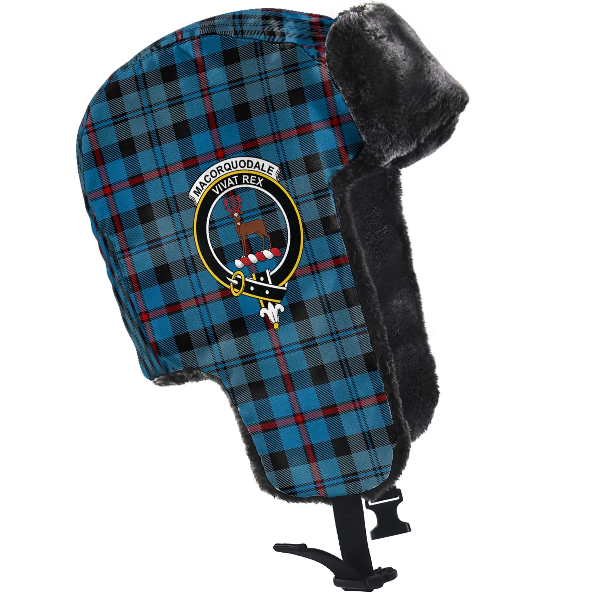 MacCorquodale (McCorquodale) Tartan Winter Trapper Hat with Family Crest - Tartan Vibes Clothing