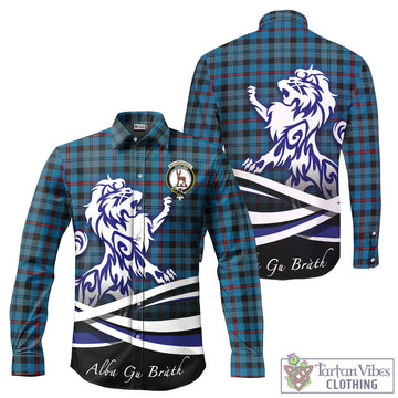 MacCorquodale Tartan Long Sleeve Button Up Shirt with Alba Gu Brath Regal Lion Emblem