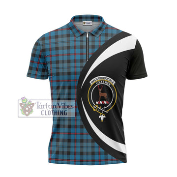 MacCorquodale (McCorquodale) Tartan Zipper Polo Shirt with Family Crest Circle Style - Tartan Vibes Clothing