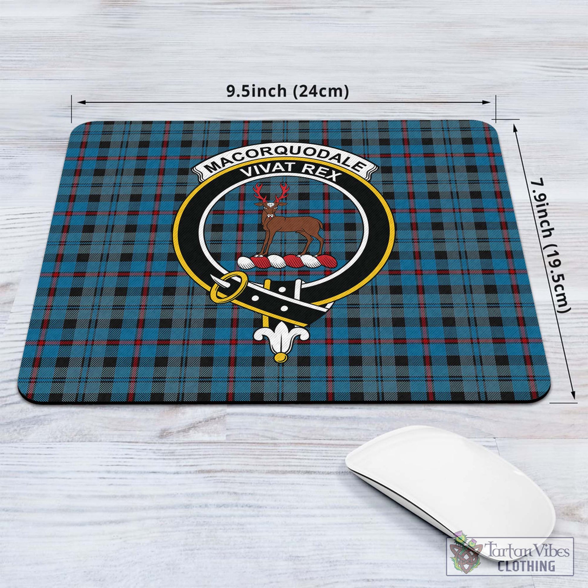 Tartan Vibes Clothing MacCorquodale Tartan Mouse Pad with Family Crest