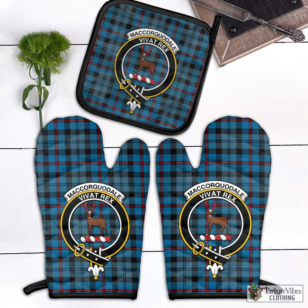 MacCorquodale (McCorquodale) Tartan Combo Oven Mitt & Pot-Holder with Family Crest Black - Tartan Vibes Clothing