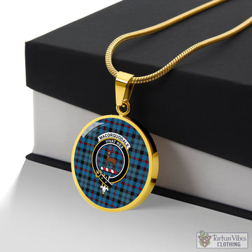 MacCorquodale (McCorquodale) Tartan Circle Necklace with Family Crest Luxury Necklace (Gold) No - Tartan Vibes Clothing