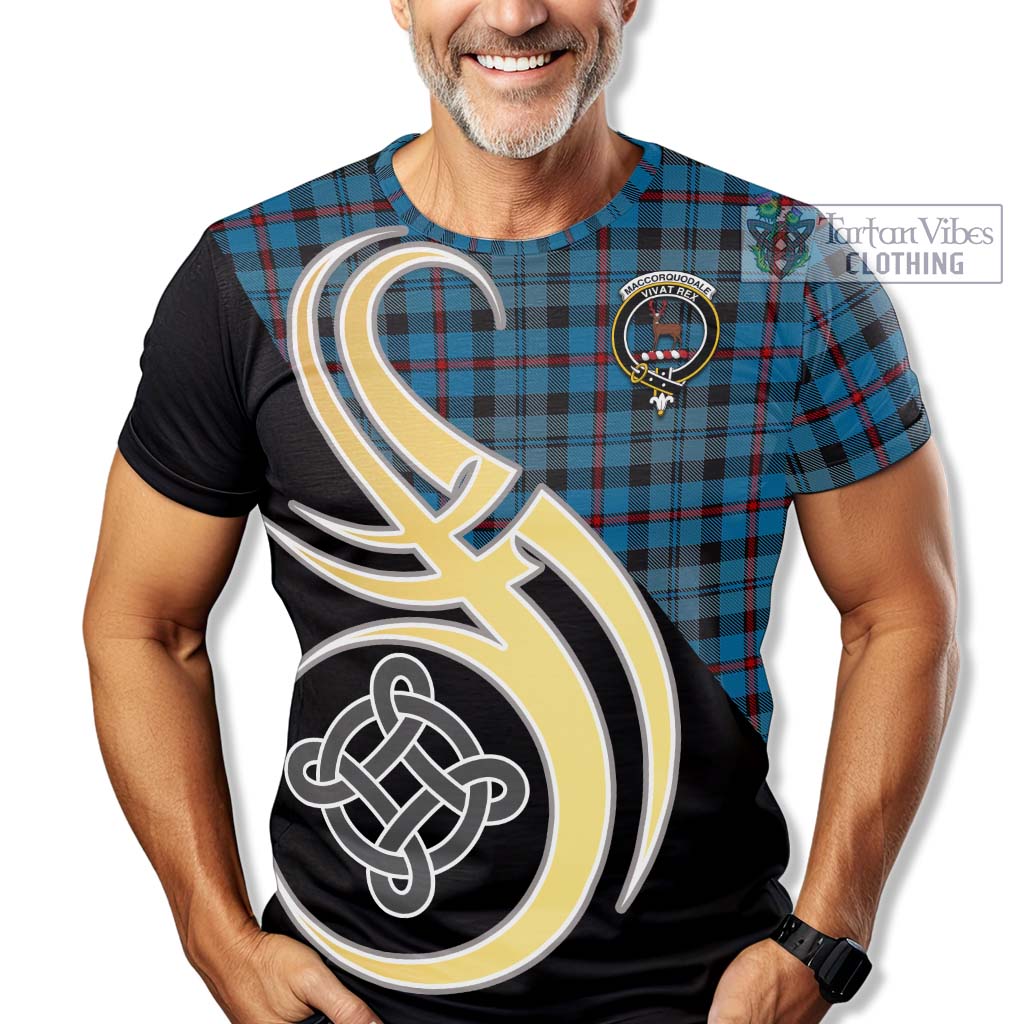 MacCorquodale (McCorquodale) Tartan T-Shirt with Family Crest and Celtic Symbol Style - Tartan Vibes Clothing