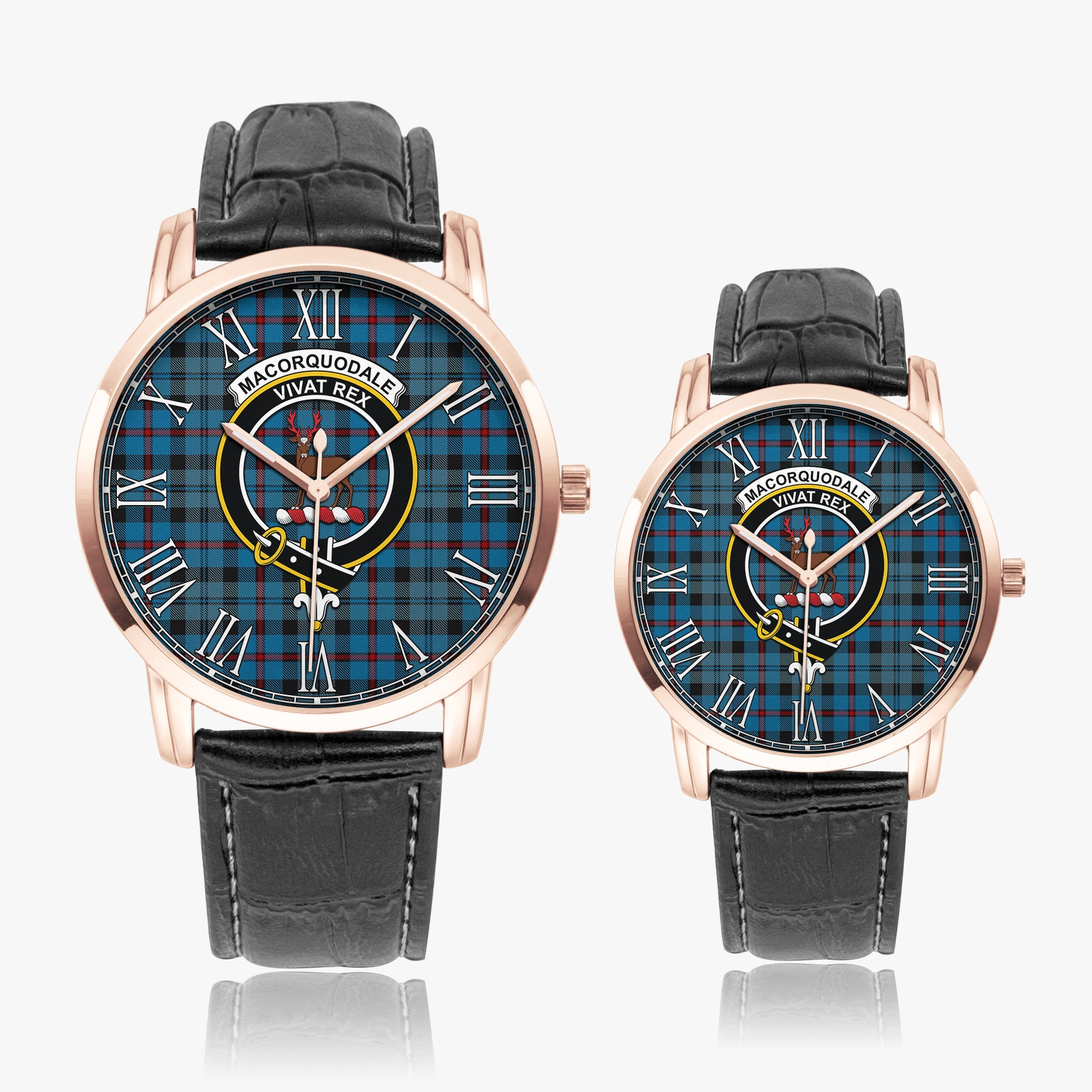 MacCorquodale (McCorquodale) Tartan Family Crest Leather Strap Quartz Watch - Tartan Vibes Clothing