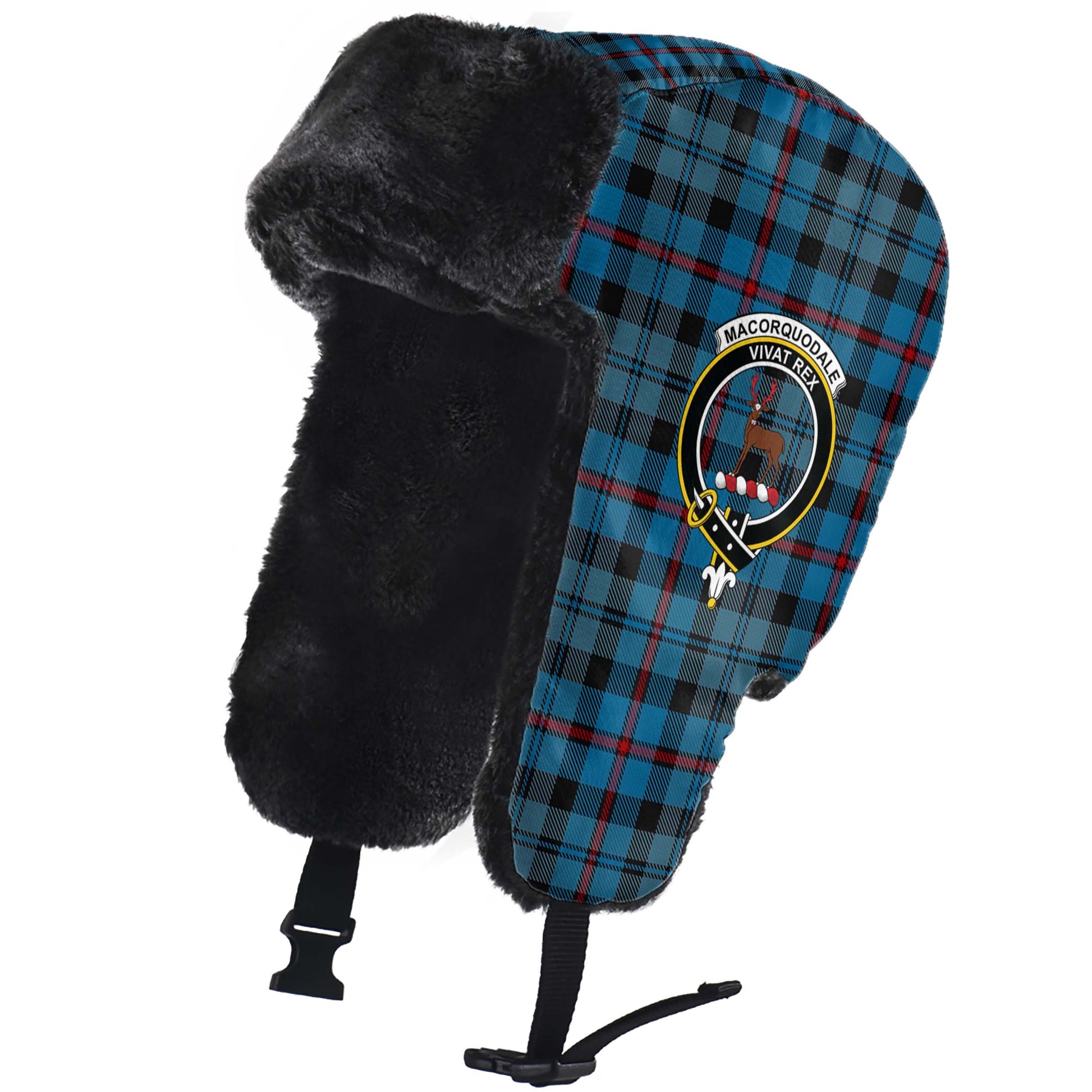 MacCorquodale (McCorquodale) Tartan Winter Trapper Hat with Family Crest - Tartan Vibes Clothing