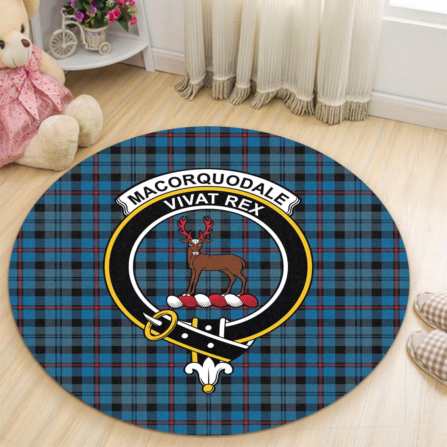 MacCorquodale (McCorquodale) Tartan Round Rug with Family Crest - Tartan Vibes Clothing
