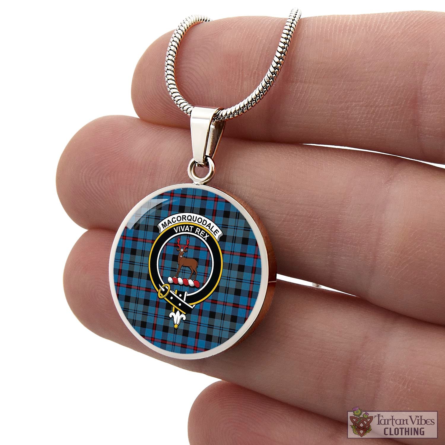 MacCorquodale (McCorquodale) Tartan Circle Necklace with Family Crest - Tartan Vibes Clothing