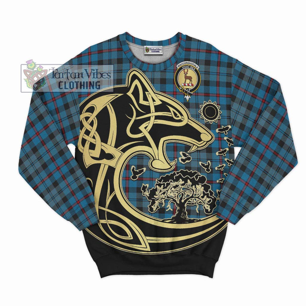 MacCorquodale (McCorquodale) Tartan Sweatshirt with Family Crest Celtic Wolf Style - Tartan Vibes Clothing