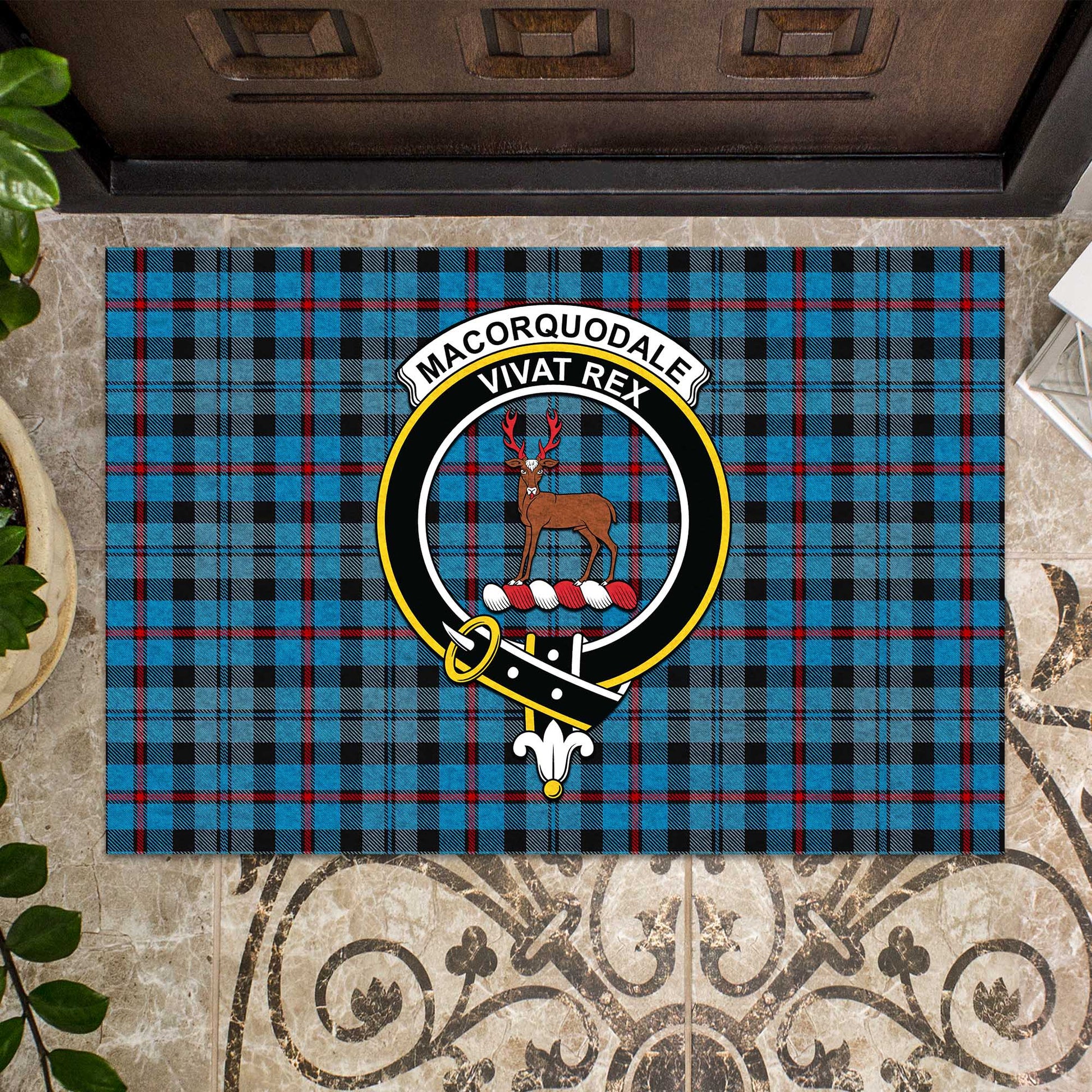 MacCorquodale (McCorquodale) Tartan Rubber Doormat with Family Crest - Tartan Vibes Clothing