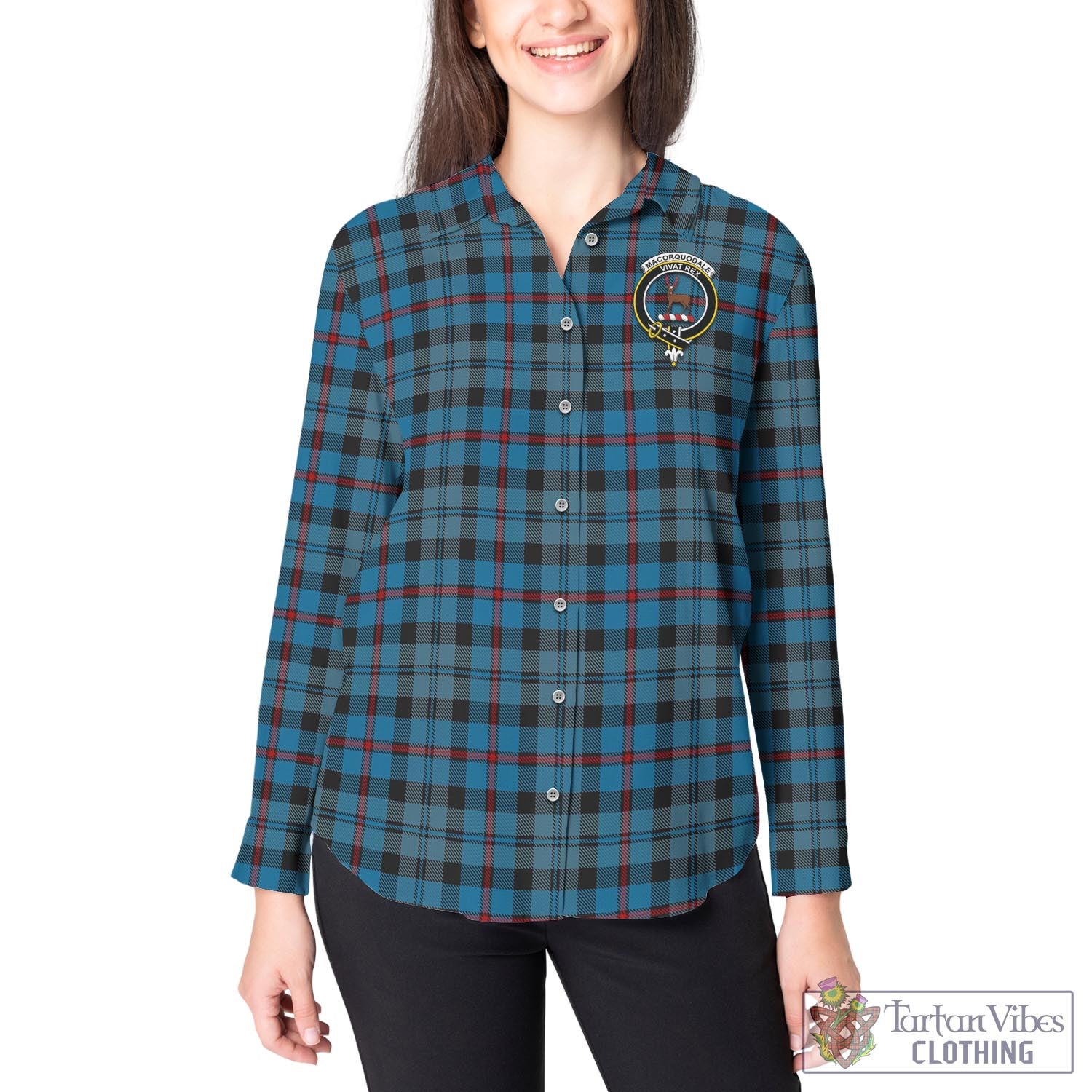 MacCorquodale (McCorquodale) Tartan Women's Casual Shirt with Family Crest - Tartan Vibes Clothing