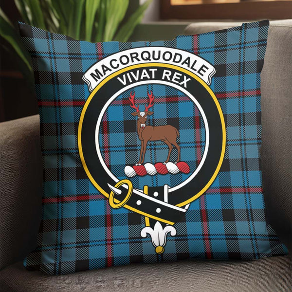 MacCorquodale (McCorquodale) Tartan Pillow Cover with Family Crest