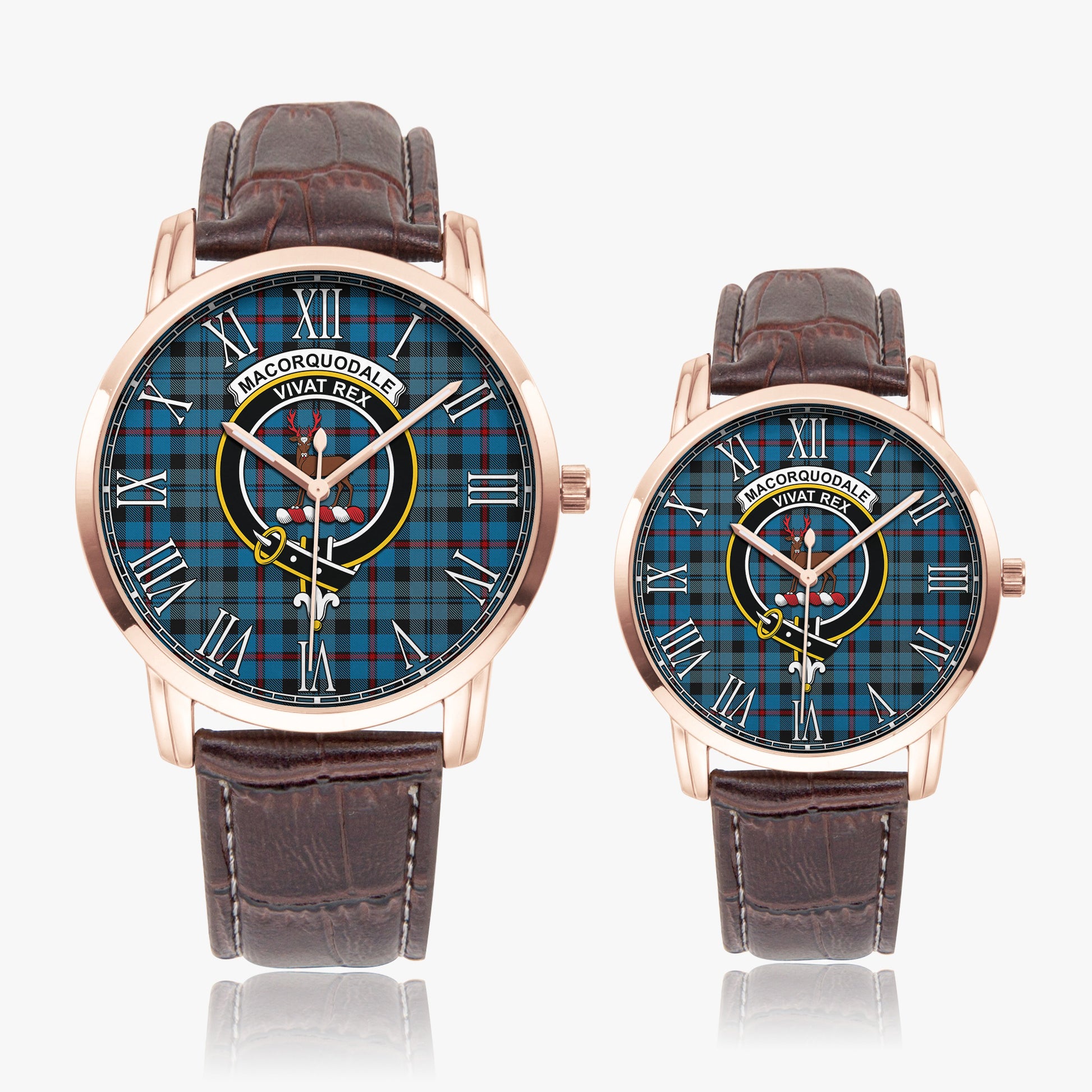 MacCorquodale (McCorquodale) Tartan Family Crest Leather Strap Quartz Watch - Tartan Vibes Clothing
