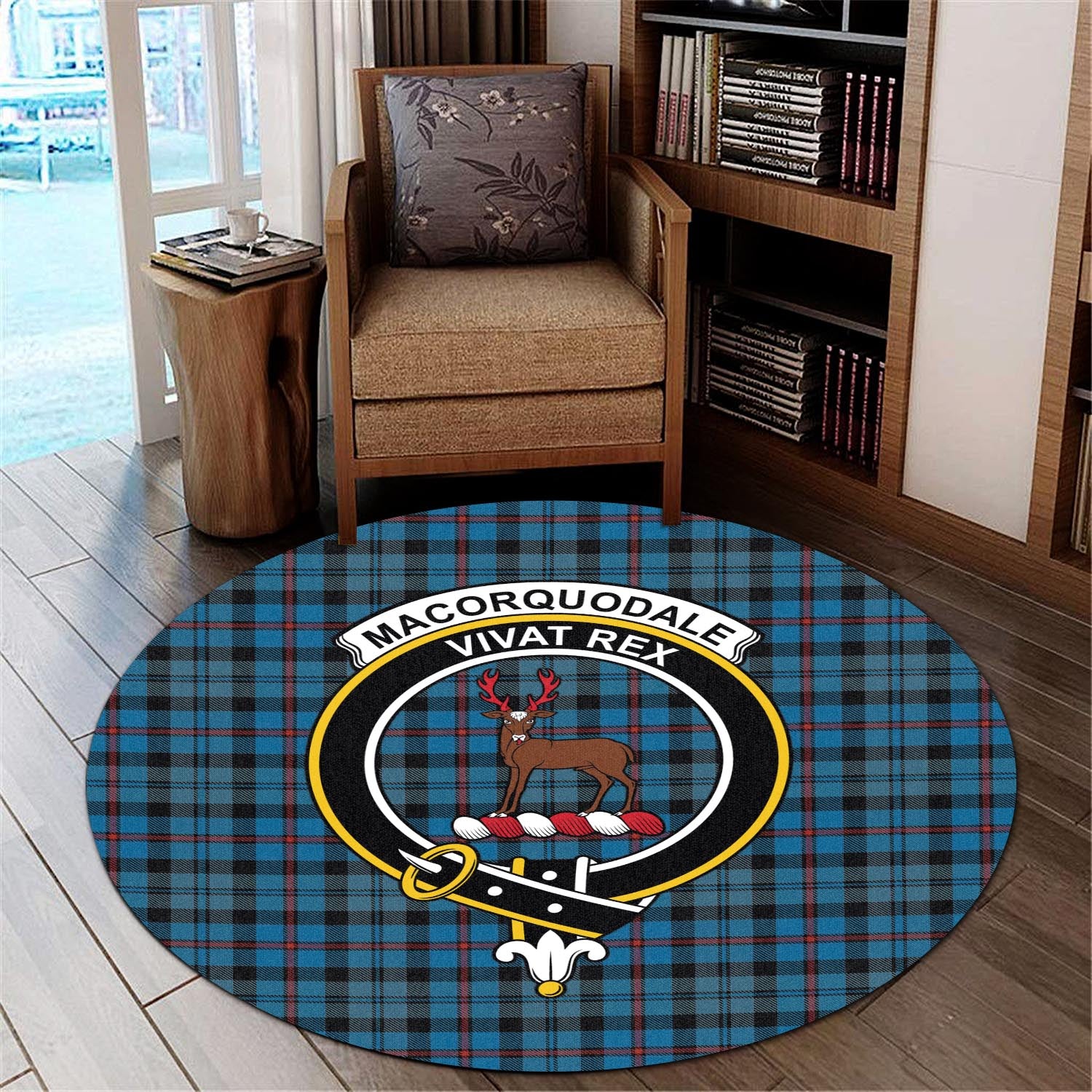 MacCorquodale (McCorquodale) Tartan Round Rug with Family Crest - Tartan Vibes Clothing
