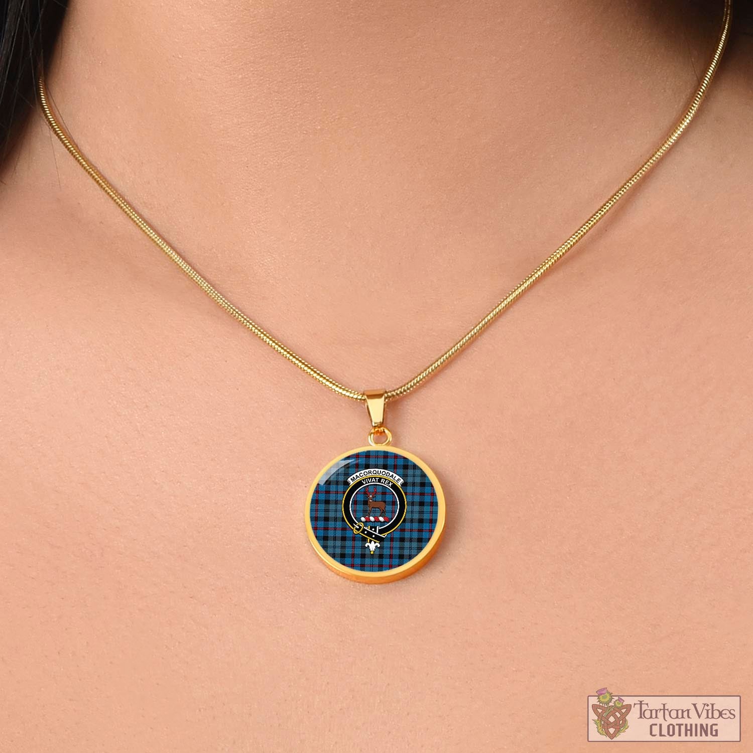MacCorquodale (McCorquodale) Tartan Circle Necklace with Family Crest - Tartan Vibes Clothing