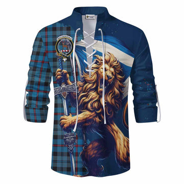 MacCorquodale (McCorquodale) Tartan Family Crest Ghillie Kilt Shirt with Scottish Majestic Lion Men - Tartan Vibes Clothing