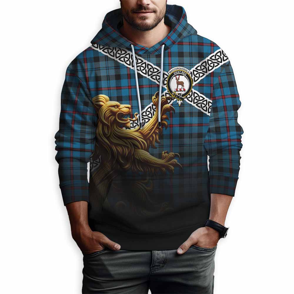 MacCorquodale (McCorquodale) Crest Tartan Hoodie with Golden Lion Emblem Celtic Style Pullover Hoodie - Tartan Vibes Clothing