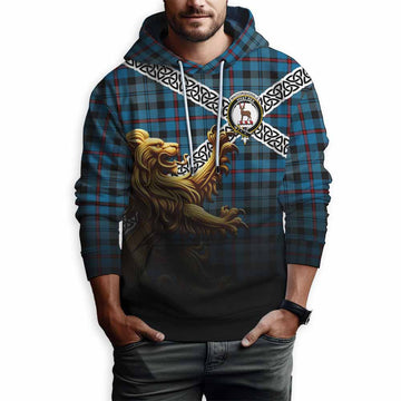 Tartan Vibes Clothing MacCorquodale (McCorquodale) Crest Tartan Hoodie with Golden Lion Emblem Celtic Style