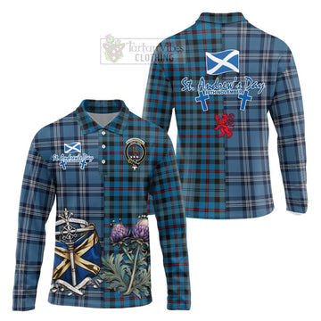 MacCorquodale (McCorquodale) Tartan Long Sleeve Polo Shirt Happy St. Andrew's Day Half Tartan Style Unisex - Tartan Vibes Clothing
