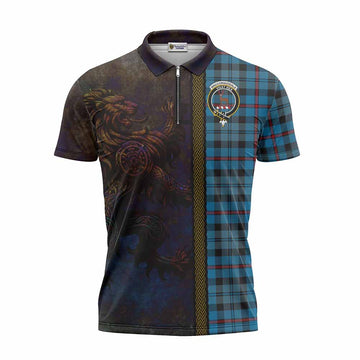 MacCorquodale (McCorquodale) Tartan Family Crest Zipper Polo Shirt Alba Gu Brath Be Brave Lion Ancient Style Unisex - Tartan Vibes Clothing