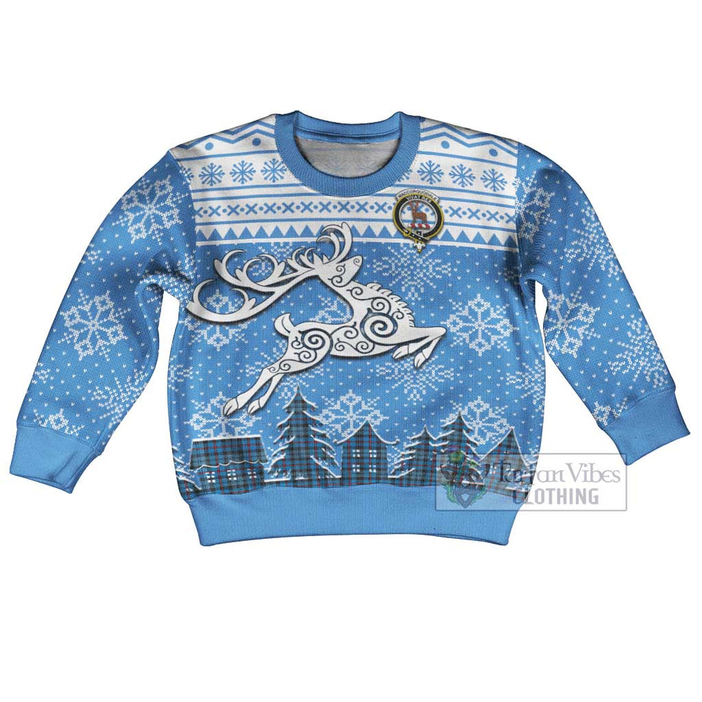 MacCorquodale (McCorquodale) Clan Christmas Kid Ugly Sweater with Tartan and Celtic Reindeer Style Kid - Tartan Vibes Clothing