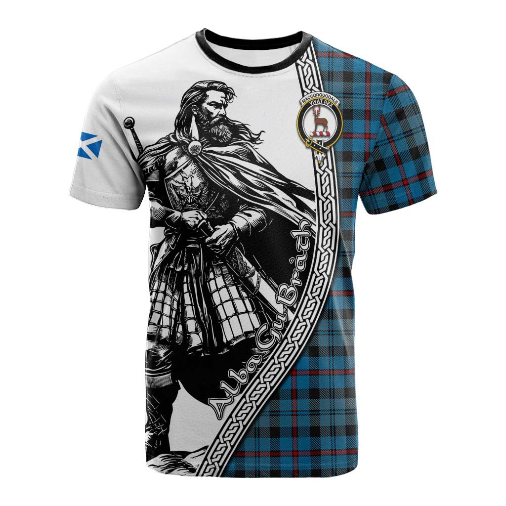 MacCorquodale (McCorquodale) Tartan Clan Crest Cotton T-shirt with Highlander Warrior Celtic Style Kid's Shirt - Tartan Vibes Clothing