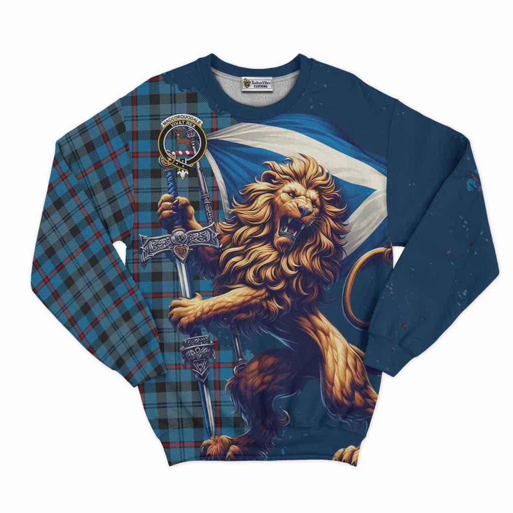 MacCorquodale (McCorquodale) Tartan Family Crest Sweatshirt with Scottish Majestic Lion Unisex - Tartan Vibes Clothing