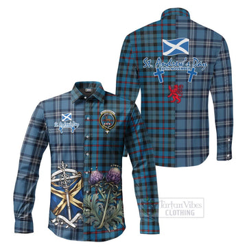 MacCorquodale (McCorquodale) Tartan Long Sleeve Button Shirt Happy St. Andrew's Day Half Tartan Style Men's Shirt S - Tartan Vibes Clothing